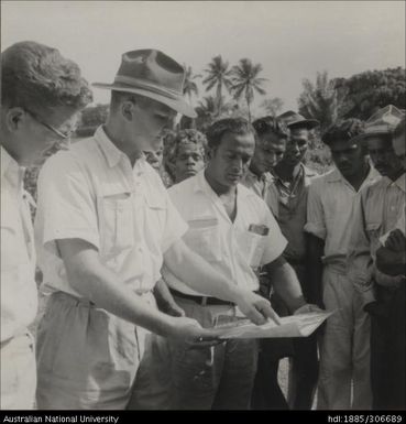 Field Officers and farmers reviewing map