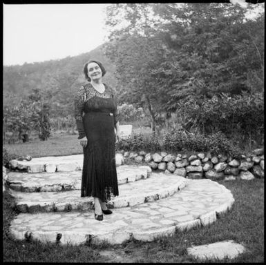 Sarah Chinnery in her garden, Malaguna Road, Rabaul, New Guinea, ca. 1936, 1