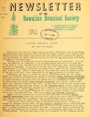Newsletter - Hawaiian Botanical Society