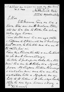 Letter from Tamihana Te Rauparaha to Te Manene (Nairn)