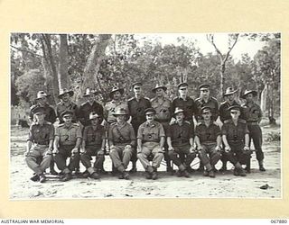 TRINITY BEACH, QLD. 1944-07-23. MEMBERS OF ONE OF THE SYNDICATES ATTENDING THE STAFF AND COMMAND COURSE FOR SENIOR OFFICERS OF THE 7TH DIVISION, THE 9TH DIVISION AND CORPS UNITS ARRANGED BY ..