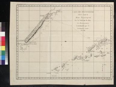 Carte des decouvertes faites dans la Mer Pacifique sur le vaisseau de roi, la Resolution, commande par le Capitaine Cook en 1774 / Benard direxit