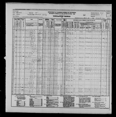 1940 Census Population Schedules - Hawaii - Honolulu County - ED 2-65