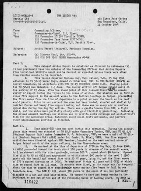 LCI(G)-453 - Rep of ops in the invasion of Saipan & Tinian Is, Marianas 6/15/44 - 7/28/44