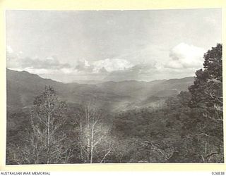 PAPUA, NEW GUINEA. 1942-10. VIEW FROM POINT ON NAURO RIDGE FROM WHERE THE JAPANESE SHELLED EORIBAIWA, WHICH IS IN THE DISTANCE