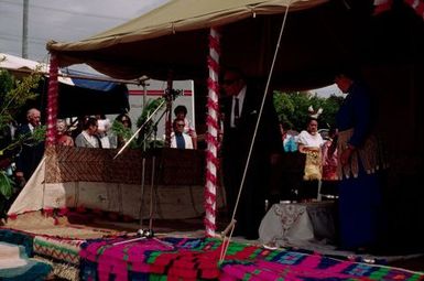 King Taufa'ahau Tupou IV, sovereign of the Kingdom of Tonga, addressing his people at the dedication of new Grey Lynn church