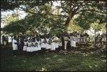 Silas Eto, Holy Mama, leader of the Christian Fellowship Church, with followers in a marriage ceremony