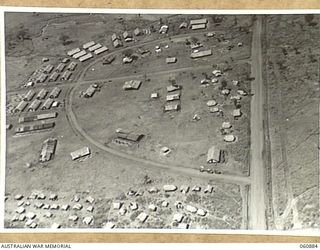 DUMPU AREA, RAMU VALLEY, NEW GUINEA. 1943-11-27. AERIAL VIEW OF THE MAIN DRESSING STATION OF THE 2/4TH AUSTRALIAN FIELD AMBULANCE IN THE 7TH AUSTRALIAN DIVISION HEADQUARTERS AREA