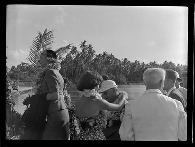 Welcoming reception for TEAL (Tasman Empire Airways Limited) passengers, Satapuala, Upolu, Samoa