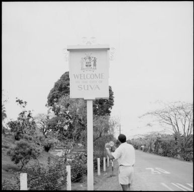 Welcome to Suva sign, Fiji, November 1966 / Michael Terry