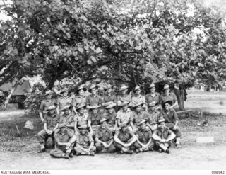 TOROKINA, BOUGAINVILLE, 1945-10-29. MEMBERS OF NO. 13 PLATOON, 15 INFANTRY BATTALION. (FOR IDENTIFICATION OF 24 NAMED PERSONNEL REFER TO PROVISIONAL CAPTION OR NAME INDEX)