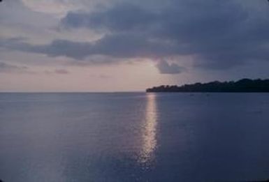 [Landscape of sea, boats, and coastline of Port Vila, Vanuatu]