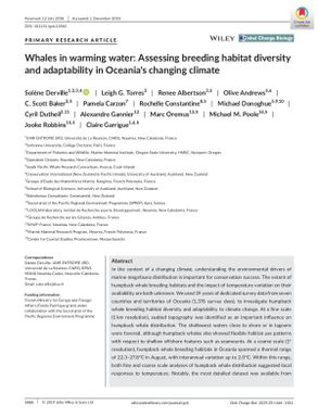 Whales in warming water: Assessing breeding habitat diversity and adaptability in Oceania's changing climate