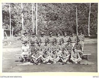 TOROKINA, BOUGAINVILLE. 1945-10-07. MEMBERS OF 12 PLATOON, B COMPANY, 24 INFANTRY BATTALION, 15 INFANTRY BRIGADE. (FOR IDENTIFICATION OF 21 NAMED PERSONNEL REFER TO PROVISIONAL CAPTION OR NAME ..