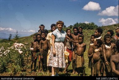 Goroka - Chimbu, Namuta Mission - natives and Helen