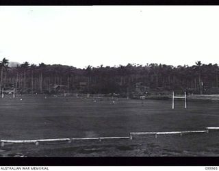 RABAUL, NEW BRITAIN, 1946-04-05. THE SPORTS FIELD AT PILAPILA, TYPICAL OF MANY RECREATIONAL FIELDS IN THE AREA
