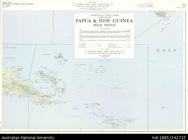 Papua New Guinea, Territory of Papua & New Guinea Road System, SE Sheet, 1969, 1:1 000 000