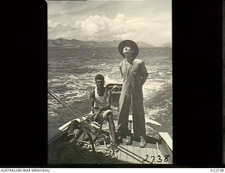 PORT MORESBY, PAPUA. C. 1944. MEMBERS OF THE CREW OF A SAILING VESSEL USED BY THE RAAF RESCUE SERVICE