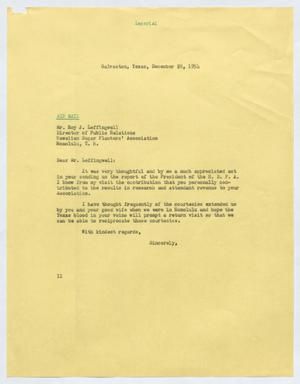 [Letter from Isaac Herbert Kempner to Roy J. Leffingwell, December 28, 1954