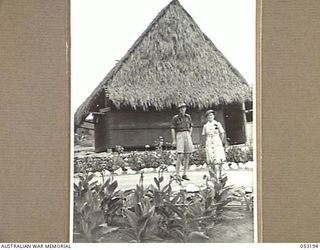 THE SEVENTEEN MILE, PORT MORESBY, NEW GUINEA. 1943-07-03. VX11503 COLONEL A.H. GREEN, CBE., COMMANDING OFFICER, AND MAJOR N. MARSHALL, MATRON, OF THE 2/9TH AUSTRALIAN GENERAL HOSPITAL, STANDING IN ..