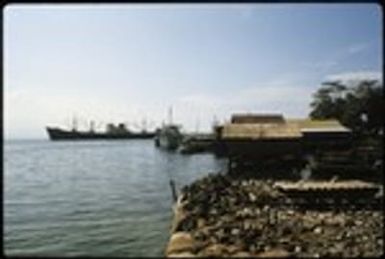 Ship and boats at a dock