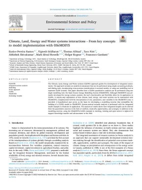 Climate, Land, Energy and Water systems Interactions – From key concepts to model implementation with OSeMOSYS