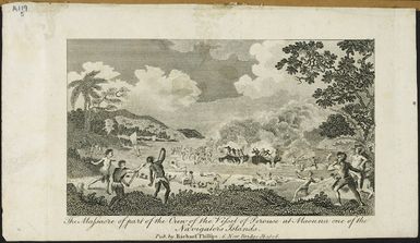 Artist unknown :The massacre of part of the crew of the vessel of Perouse at Maouna [Tutuila] one of the Navigators Islands. [London] 1806.