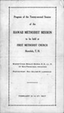 "Program of the Twenty-second Session of the Hawaii Methodist Mission" at First Methodist Church