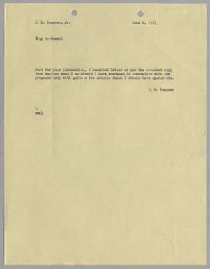 [Letter from Isaac Herbert Kempner to Isaac Herbert Kempner Jr., June 6, 1953]