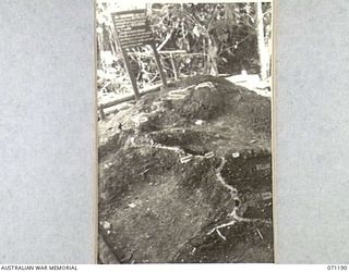 FINSCHHAFEN AREA, NEW GUINEA. 1944-03-17. A SECTION OF THE SAND MODEL USED TO DESCRIBE FEATURES OF TERRAIN TO TROOPS OF THE 2/48TH INFANTRY BATTALION PRIOR TO THE BATTLE FOR SATTELBERG