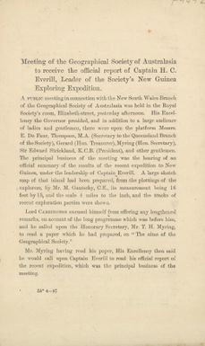 Official report of Capt. H.C. Everill, leader of the New Guinea exploring expedition
