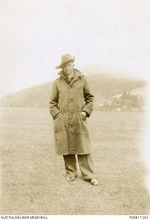 Informal outdoor portrait of WX8167 Signalman (Sig) William Eric Rule Dennis, of Carnarvon, WA. A clerk in civilian life, Sig Dennis enlisted in August 1940. After completing training as a ..