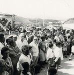 Inauguration of the Tahitian church of Noumea : the crowd outside the church