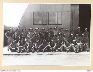 TOROKINA, BOUGAINVILLE, 1945-11-21. MEMBERS OF 1 SECTION, 2 LANDING CRAFT WORKSHOP. (FOR IDENTIFICATION OF 33 NAMED PERSONNEL REFER TO PROVISIONAL CAPTION OR NAME INDEX)