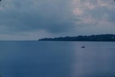 [Landscape of sea, boats, and coastline of Port Vila, Vanuatu]