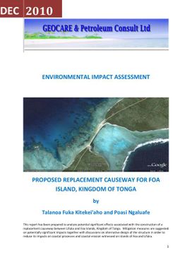 Environmental Impact Assessment for Proposed Replacement Causeway for Foa Island, Kingdom of Tonga