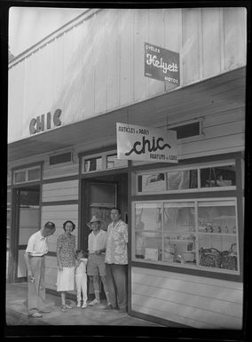 People in front of Chic shop, Tahiti