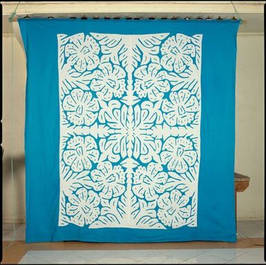 Tivaevae, pale blue and white