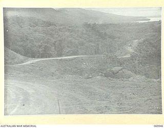 MILNE BAY, NEW GUINEA. 1943-03. HILL STATION ROAD, WHICH IS BEING BUILT BY "D" COMPANY, 2/1ST PIONEER BATTALION, UNDER THE COMMAND OF SX2890 MAJOR R.A. SIMPSON