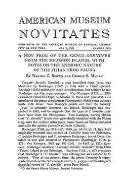 A new frog of the genus Cornufer from the Solomon Islands, with notes on the endemic nature of the Fijian frog fauna