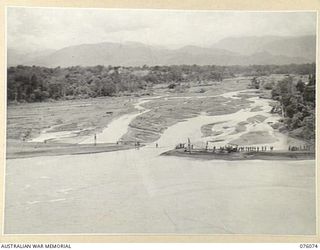 LAE, NEW GUINEA. 1944-09-19. AN AERIAL VIEW OF THE MOUTH OF THE BUSO RIVER, ABOUT 20 MILES EAST OF LAE