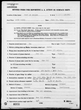 USS CASE - AA Act Reps, 6/15/44, West of Saipan Is, Marianas