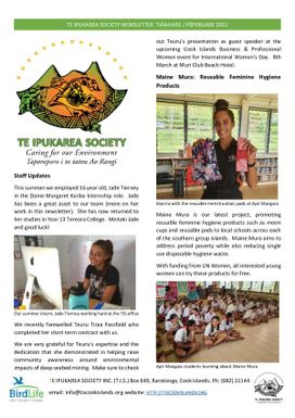 Te Ipukarea Society Newsletter Tianuare/ Peperuare 2021