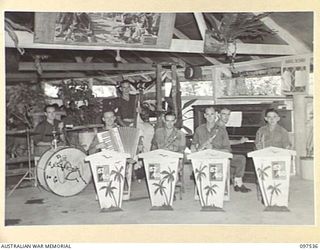 TOROKINA, BOUGAINVILLE. 1945-10-05. THE BATTALION ORCHESTRA, 57/60 INFANTRY BATTALION, 15 INFANTRY BRIGADE