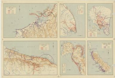 [Maps of Australian World War II campaigns in Borneo and New Guinea]