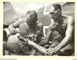 1943-01-11. SALVAGING AEROPLANES IN NEW GUINEA. LITTLE IS HEARD OF THE GROUND STAFF OF THE RAAF - THE MEN WHO WORK ALL HOURS AND UNDER ALL CONDITIONS, KEEPING OUR PLANES IN THE AIR, AND STILL LESS ..