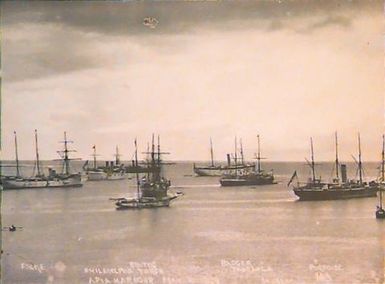 The ships the 'Falke', 'Brutus', 'Badger', 'Philadelphia', 'Torch', 'Tauranga' and 'Porpoise', Apia Harbour