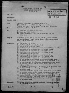 COMTASK-GROUP 38.1 - Rep of Ops Against the Palau & Philippine Is, Celebes & Morotai, 8/29/44 - 9/28/44