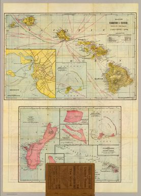 Map of territory of Hawaii. Published by Geo. F. Cram, Chicago, Ill. (with) Honolulu. (with) Midway Islands (Western Hawaiian Chain). (with) Minor U.S. possessions in the Pacific Ocean. Compiled from the latest surveys by Eugene Murray Aaron. George F. Cram, engraver & publisher, Chicago, Ill. (1901?)