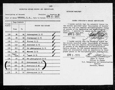Volume 131: Immigration Service Forms, February 19, 1938 - April 23, 1938